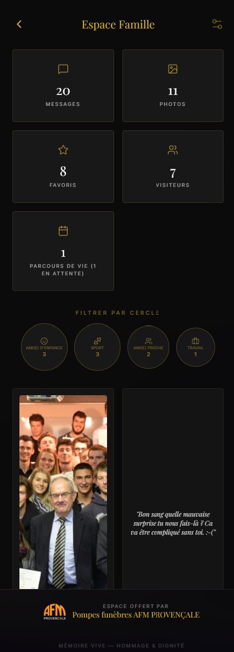 Espace Famille — tableau de bord